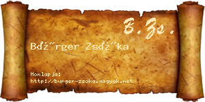 Bürger Zsóka névjegykártya